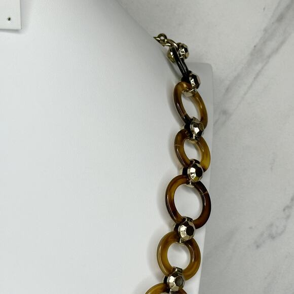 Liz Claiborne Chunky Plastic and Gold Tone Long Chain Link Necklace - Picture 7 of 9